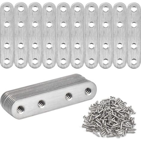 [JAMAIS UTILISÉ]20 Pcs Fixation Droits Plats Plaques Équerre de Fixation Droit Plats en Acier Inoxydable Supports d’Angle Plats Rejoignant Assiette Connecteur avec Vis, Argent (1/5)