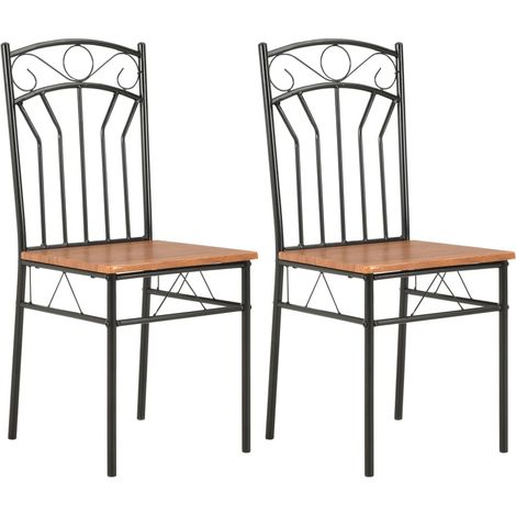 Set di 2 sedie da cucina per sala da pranzo dal design classico marrone MDF CDS020701