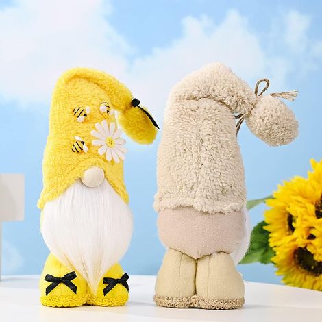 Muñeco de peluche de enano, muñeco de gnomo sin rostro, muñeco de gnomo abeja, adornos de verano, decoración de dormitorio, figuritas de Papá Noel, gnomos suecos, regalo de gnomo escandinavo, cumpleañ (1/4)