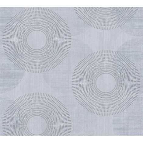 Papier peint moderne motif rond Tapisserie salon grise avec motifs argentés Papier peint gris intissé pour chambre adulte (1/5)