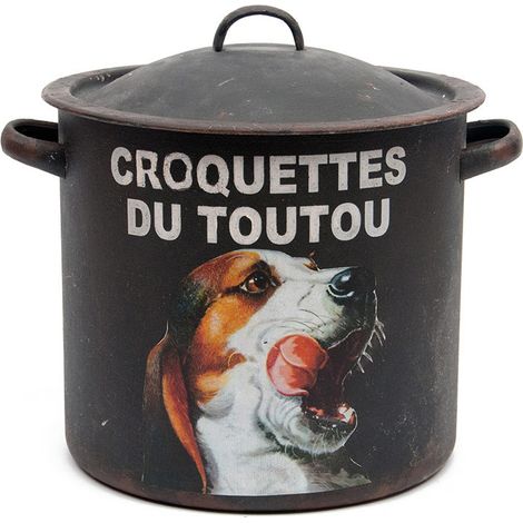 Boîte à Croquettes en Métal Noir 27x23x27 cm (1/3)