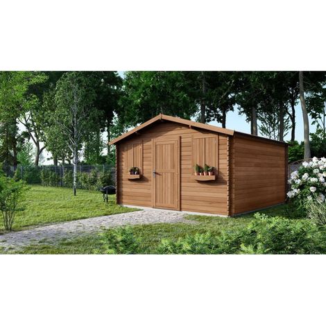 Casetta da giardino in legno - 16m2 - 4x4m - impregnata - 28mm - colore: marrone - DOM144