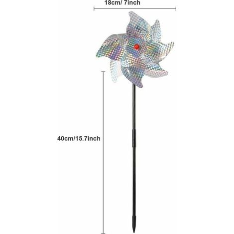 Repellenti per uccelli per proteggere giardini, frutteti e cortili. Paletti decorativi anti-piccioni per il giardino che scoraggiano gli uccelli. Avvolgitori riflettenti (set da 4). (1/4)