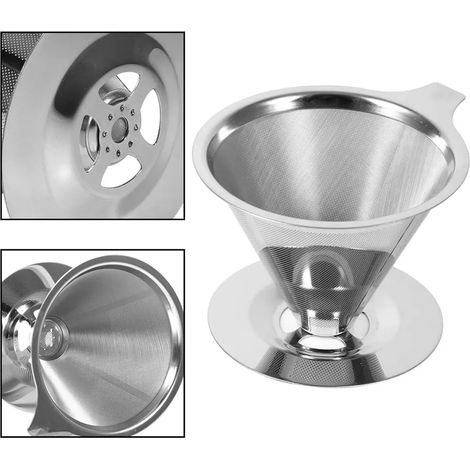 Kaffeefilter/Filterhalter, Permanentfilter Edelstahl Wiederverwendbar Handfilter Kaffee Filter,Kaffeefilter Dauerfilter Doppelschicht Mesh Permanent Kaffee Filter für 1 bis 2 Tassen Kaffee