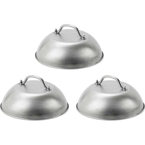 Robuster, 23 cm breiter Edelstahldeckel für zerdrückte Burger und geschmolzenen Käse, ideal für 3 Grills. (1/5)