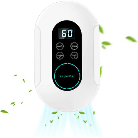 Purificador de aire y esterilizador de ozono 2 en 1 con control por aplicación y temporizador, compacto y portátil, ideal para dormitorio, oficina, hotel, montaje en pared sin necesidad de taladrar.