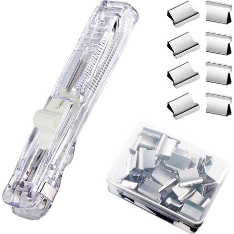 agrafeuse à pression, distributeur de pinces à papier avec 50 agrafes s en acier inoxydable, capacité de 40 feuilles, agrafeuse portable pour bureau, accessoires de bureau, (1/5)