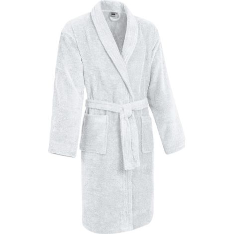 Albornoz de baño de cuello ancho en tejido de algodón RELAX M Blanco