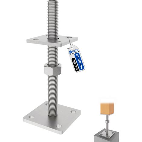 Lot de 8 Support de poteau flocon de zinc 70 x 70 mm  30-180 mm – Hauteur réglable – Platine bois pour pieds de clôture  – Pied de poteau carré réglable – GeZu Impex