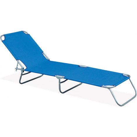 Beach And Garden Design – Lit de plage chilienne pliant en acier – Tissu polyester imperméable – Dossier inclinable – Dimensions 55x186x25 cm