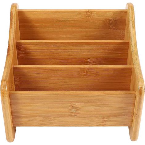 Organisateur en bois, support de télécommande en bambou, boîte de rangement (1/5)