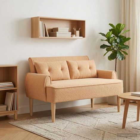 Teenpull – Zweisitzer mit Knopfheftung Beige 117 x 67 x 77 cm Bouclé (1/5)