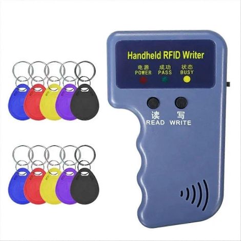 Copieur-enregistreur/duplicateur/programmeur RFID portable 125 kHz + porte-clés d'identification réinscriptibles EM4305 T5577 (1/5)