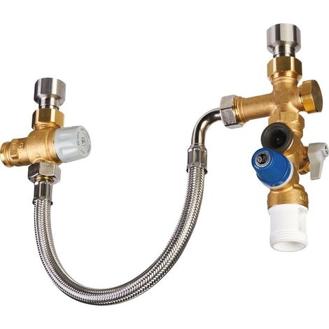 Thermador – Kit de raccordement chauffe-eau électrique – KMIXVI – Groupe de sécurité siège inox – Raccordement 3/4" MF – Attestation ACS incluse