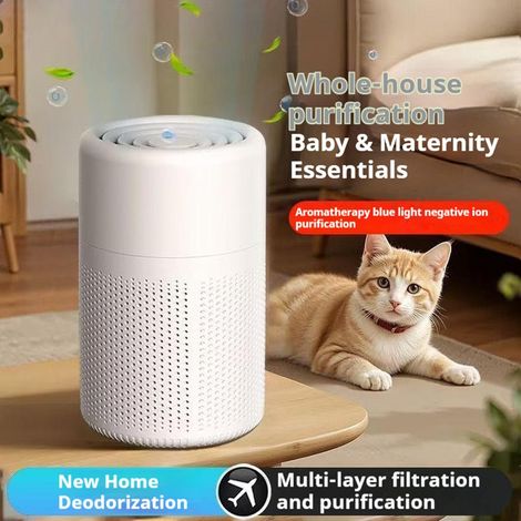 Mini purificateur d'air de bureau à charbon actif et à ions négatifs (blanc)