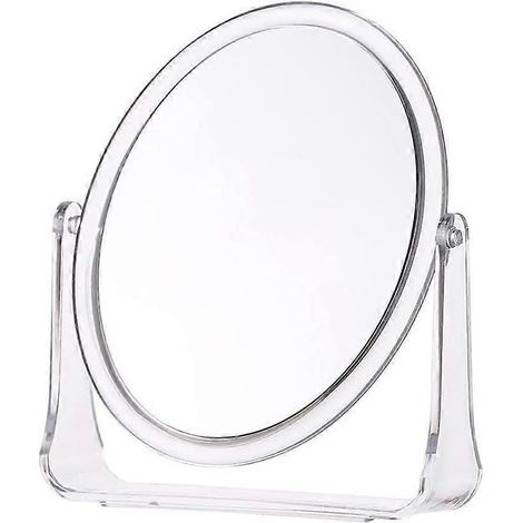 Miroir grossissant avec support, petit miroir de maquillage, miroir rond de rasage pour salle de bain, miroir rond double face 15 x 18 cm (1/4)