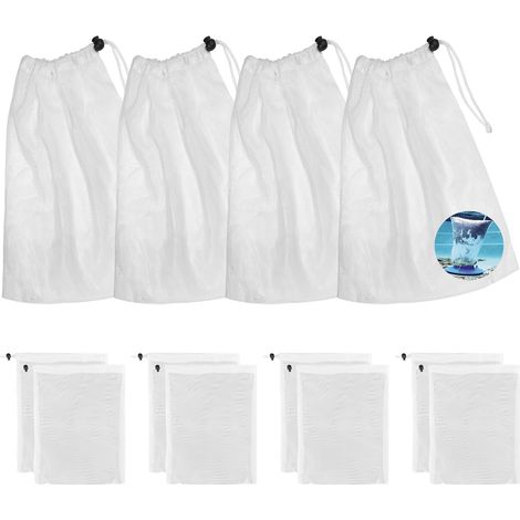 12pcs Sacs filtrants pour aspirateur de Piscine - Filet de Rechange réutilisable avec Cordon de Serrage - Nettoyage Efficace de la Piscine Contre Les Feuilles - Idéal pour Le Nettoyage du Jardin (12) (1/5)