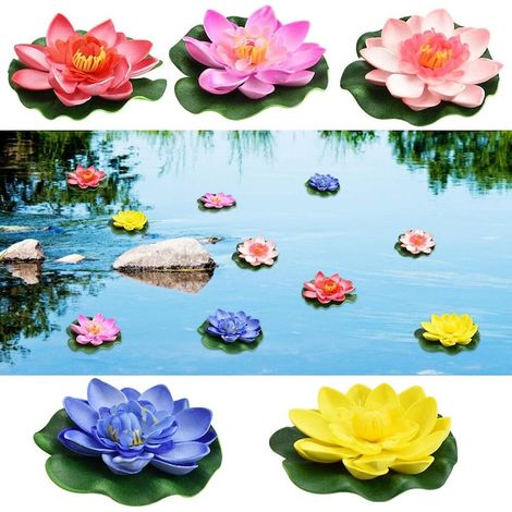 Lot de 5 fleurs de lotus artificielles en EVA, multicolores, 10 cm (1/5)