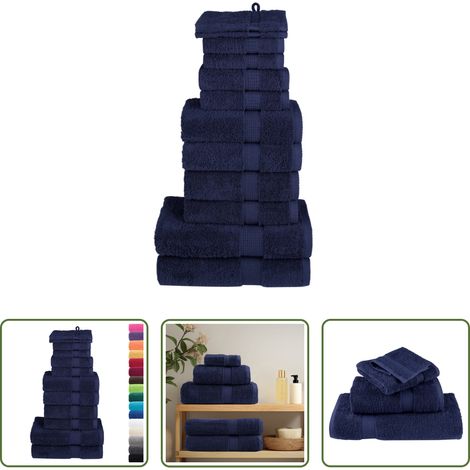 Badetuch - 12 tlg. Premium-Handtuch-Set SOLUND Marineblau 600 g/m² (1/5)