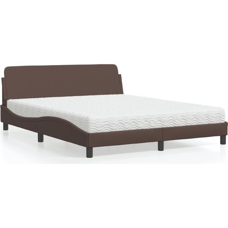 vidaXL Lit avec matelas Dover marron 160x200 cm similicuir (1/5)