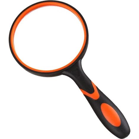 Leselupe (orange und schwarz), 10-fache Leselupe, Kinderlupe, Vergrößerungsglas, Handlupe, 10-fache Vergrößerung für Kinder, Lupe mit Griff, Handleselupe (1/3)