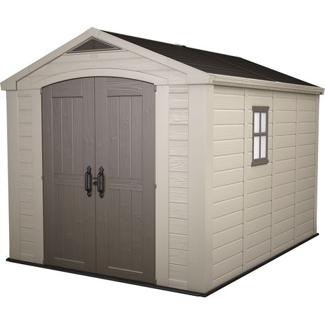 Casetta da Giardino con Mensole 256,5x331,5x243 cm Keter Factor 8x11 in Polipropilene Rinforzato Beige