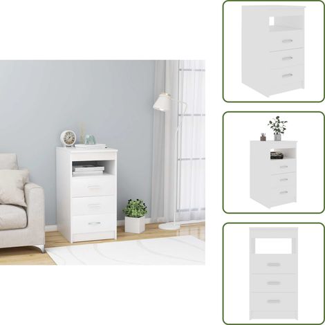 Sideboard mit Schubladen Weiß 40x50x76 cm Holzwerkstoff - Sideboard - Kommode - Aufbewahrungsraum - Wohnzimmermöbel - Weißer Schrank