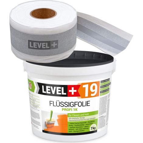 LEVEL+ Dichtset für Duschabdichtung Bad Dichtband Flüssigfolie 7kg SET546 (1/4)