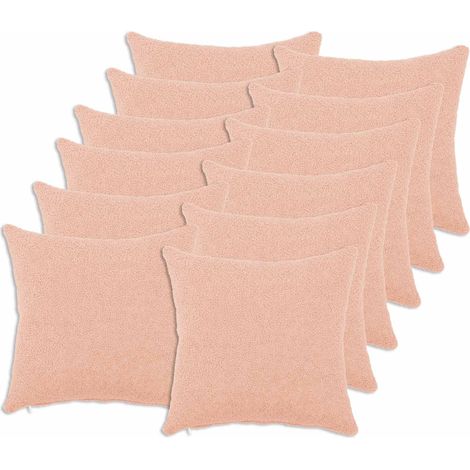 Cushion Cover 12 pcs HEERLEN Pink 45 x 45 cm Bouclé vidaXL