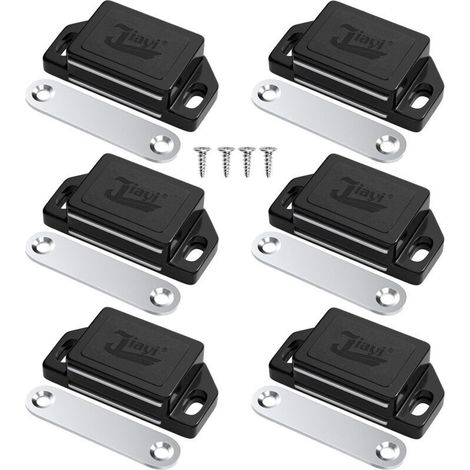 6er-Set magnetische Schranktürmagnete, Möbeltürmagnete aus Kunststoff, starke Türverschlüsse, magnetische Schubladentürschließer, Schwarz (1/5)