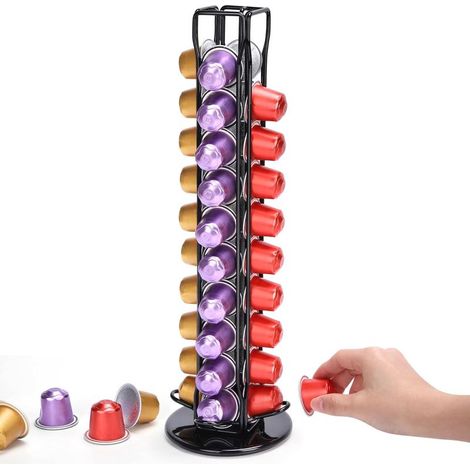 Porte-capsules de Café , Porte-capsules à Rotation Fluide à 360°, Capacité jusqu’à 40 Capsules, Design Gain de Place (1/5)