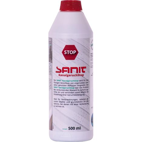 Eliminare odori scarico, antiodore scarichi, elimina odori fogna, SANIT Kanalgeruch Stopp 500 ml (1/5)