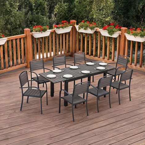 Salon de jardin gris 225 x 85 x 75 cm (1/5)