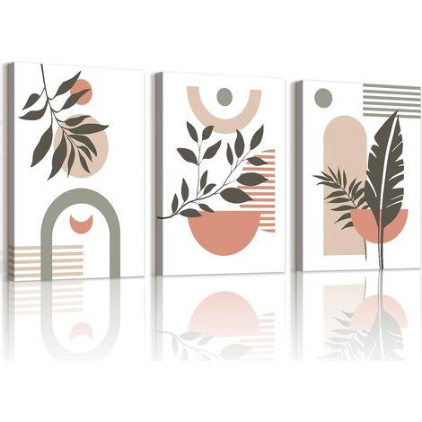 3 Pièces Boho Plantes Botaniques Tableau Decoration Murale Encadré (1/5)