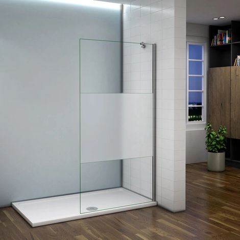 Parete Doccia Vetro Temperato Anti-frantumi Opaco Fascia Centrale 8mm Fissa Con Barra Stabilizzatrice 45cm 60x200cm (1/5)