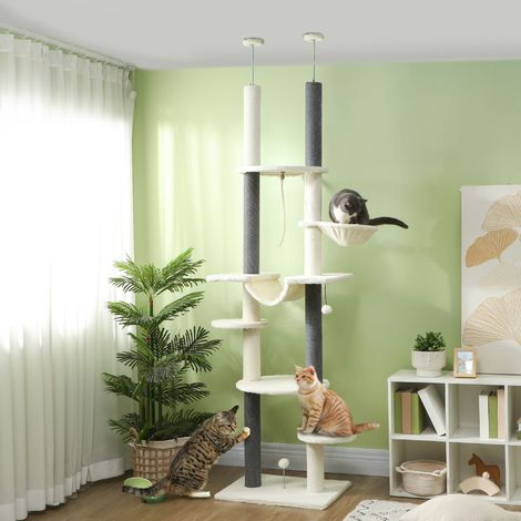 Tiragraffi regolabile da soffitto 225-255 cm in poliestere bianco salvaspazio FloraGrace (1/5)