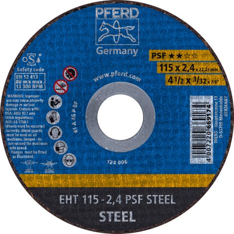PFERD TOOLS Trennscheibe EHT 115x2,4x22,23 mm gerade Universallinie PSF STEEL für Stahl 25 Stk