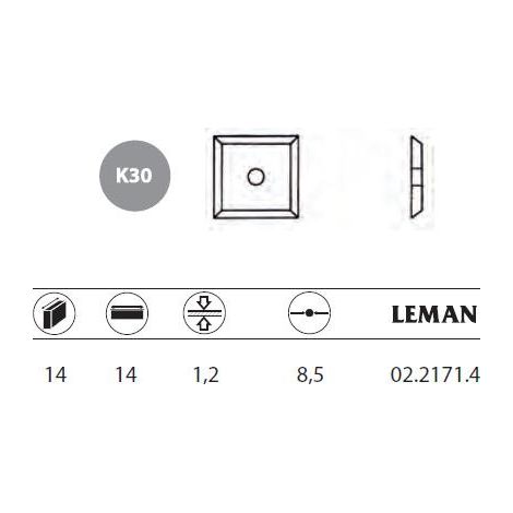 Leman - 10 Plaquettes carbure réversibles 14x14x1,2mm 4 coupes - 02.2171.4