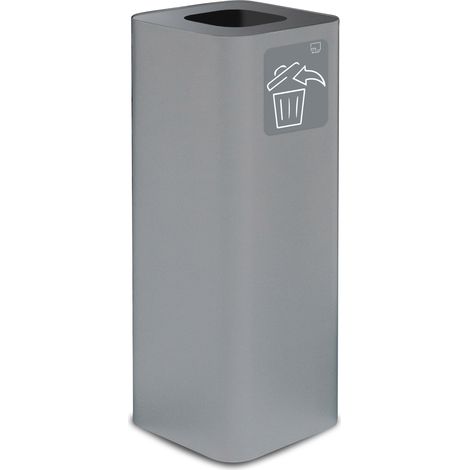 Pattumiera Per Raccolta Rifiuti 30x30xh80 cm In Acciaio Verniciato con Pittogramma Magnetico Grigio (1/2)