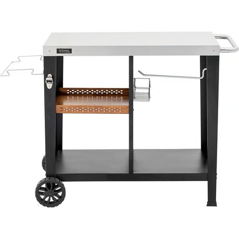 Carrello per barbecue "Gelia" 117 x 59 cm - Acciaio inossidabile - Nero