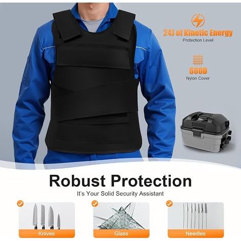 Stab Proof Vest,Anti-Stab Vest Body Armour Vest Security Guard Tactical Stab Vests for Men, Adjustable Shoulder Strap/Waist Strap,w/Gloves+Storage Bag (1/5)