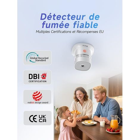 Détecteur de Fumée, Photoélectrique Detecteur de Fumée pour Maison/Magasin/Société/École (1/2)