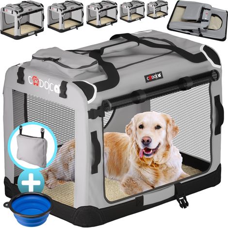 CADOCA® Pet Carrier Fabric Dog Cat Rabbit Transport Bag Cage Folding Puppy Crate XXXL - Grey