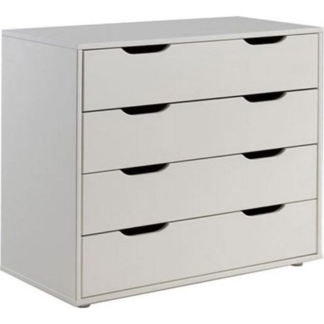 Commode 4 Tiroirs Enfant "Pino" 86cm Blanc (1/2)