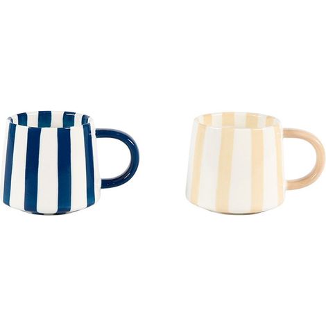Lot de 4 Mugs en Céramique Rayée pour Café et Thé Multicolore 2 x 10 x 8,5 cm - PANGIVO (1/2)