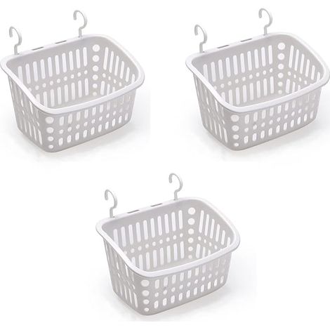 1 panier de rangement pour salle de bain - Panier de rangement multifonctionnel et empilable pour toilettes et lavabo - Blanc (1/5)