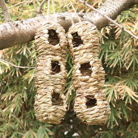 Handgeflochtenes Vogelnest, Strohpapageiennest, kreative Gartendekoration für Haustiere (1/5)