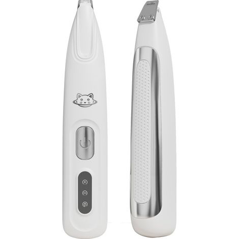 Tondeuse pour animaux lavable : rechargeable, avec lumière LED, silencieuse et étanche (blanche) (1/5)