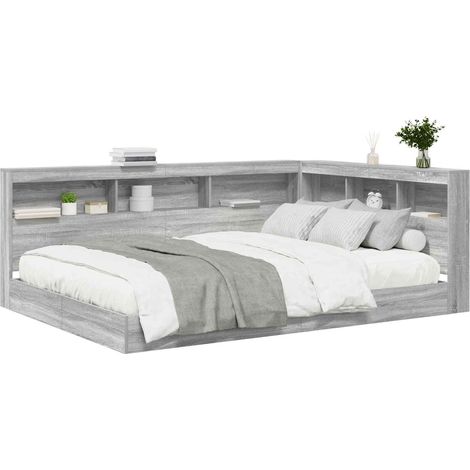 Maison Exclusive - Letto Libreria Grigio sonoma 160 x 200 cm Legno multistrato (1/5)