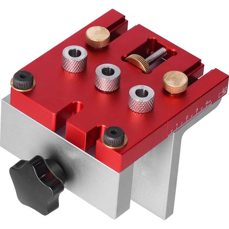 3-in-1 Bohrschablone, Positionierhilfe für Holzbearbeitung, Lochstanze, Aluminium-Set mit Positioniersystem (1/5)